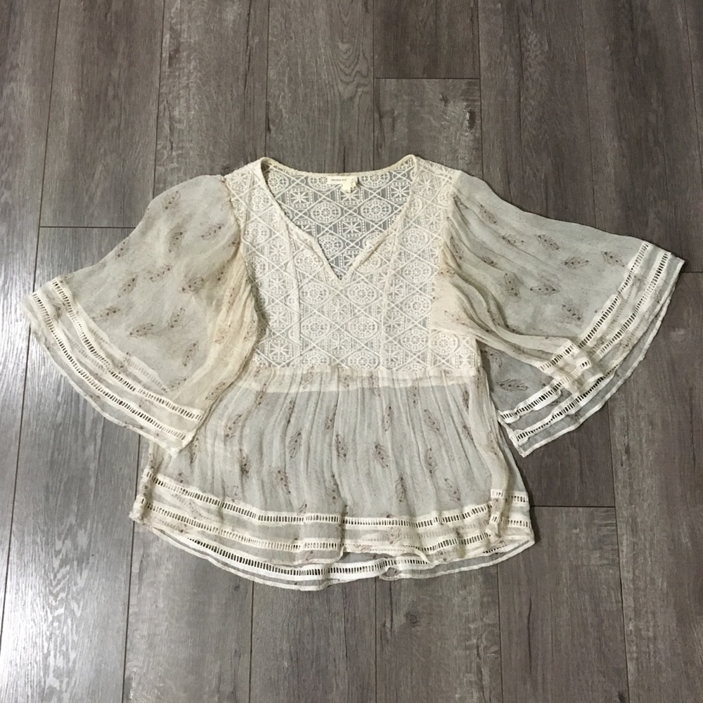 Anthropologie meadow rue Aries silk peasant blouse Small - Picture 3 of 7